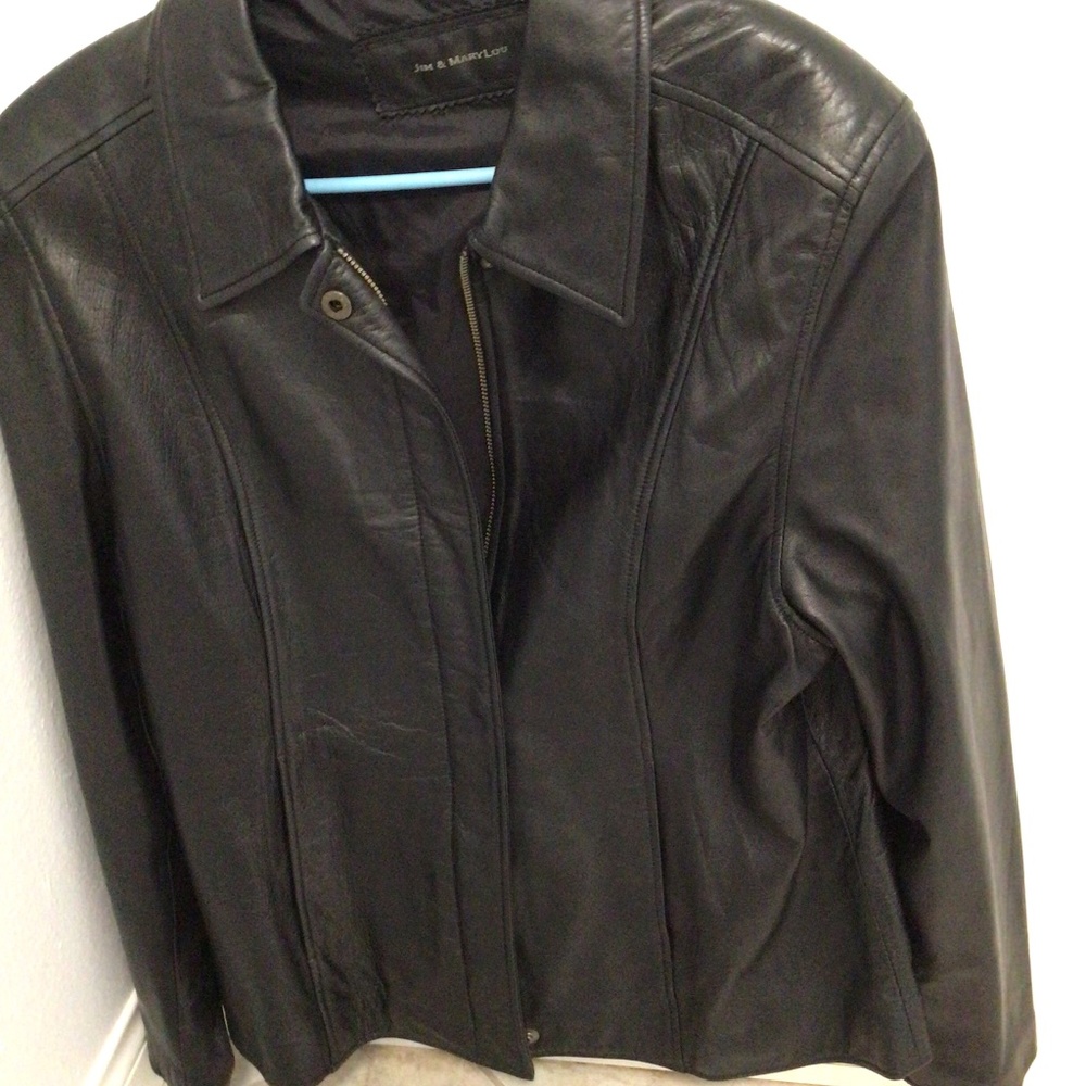 Leather jacket black soft large